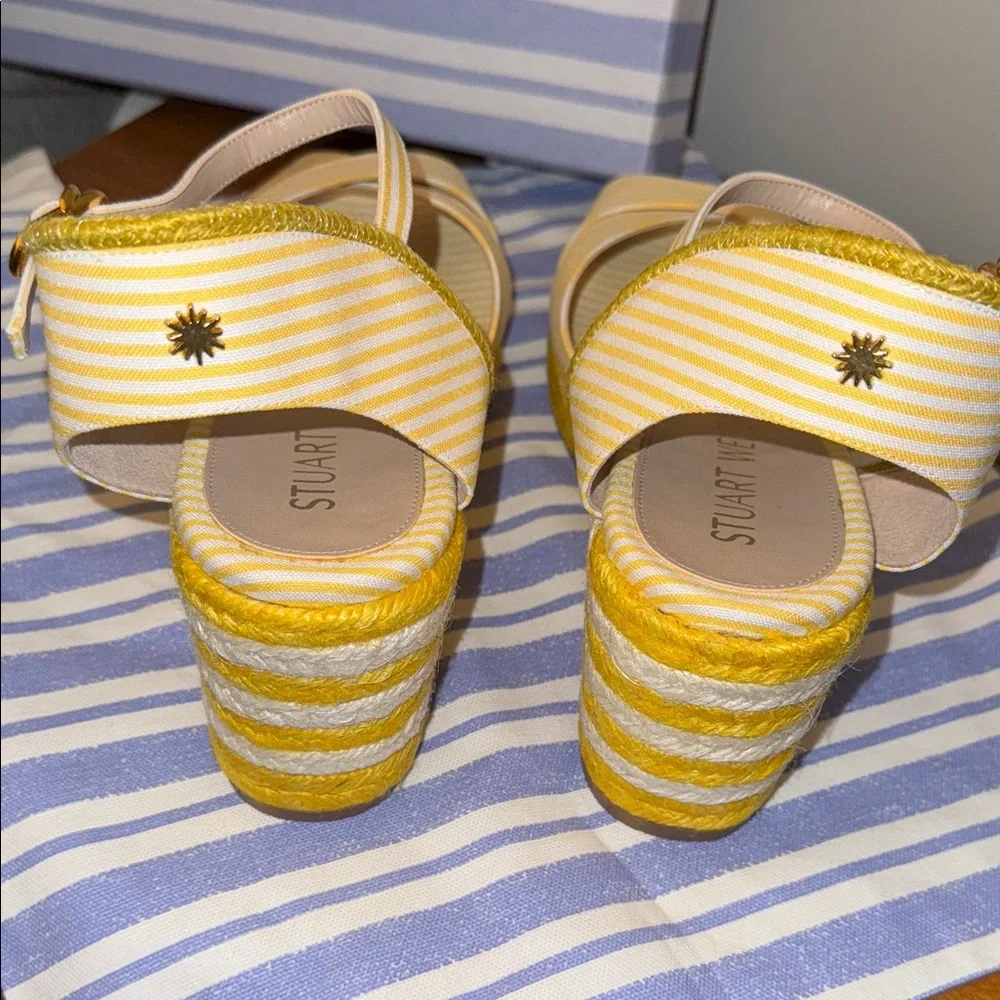 Stuart Weitzman Mirela Yellow and White Espadrilles - Size 9.5 or 40 - NIB
